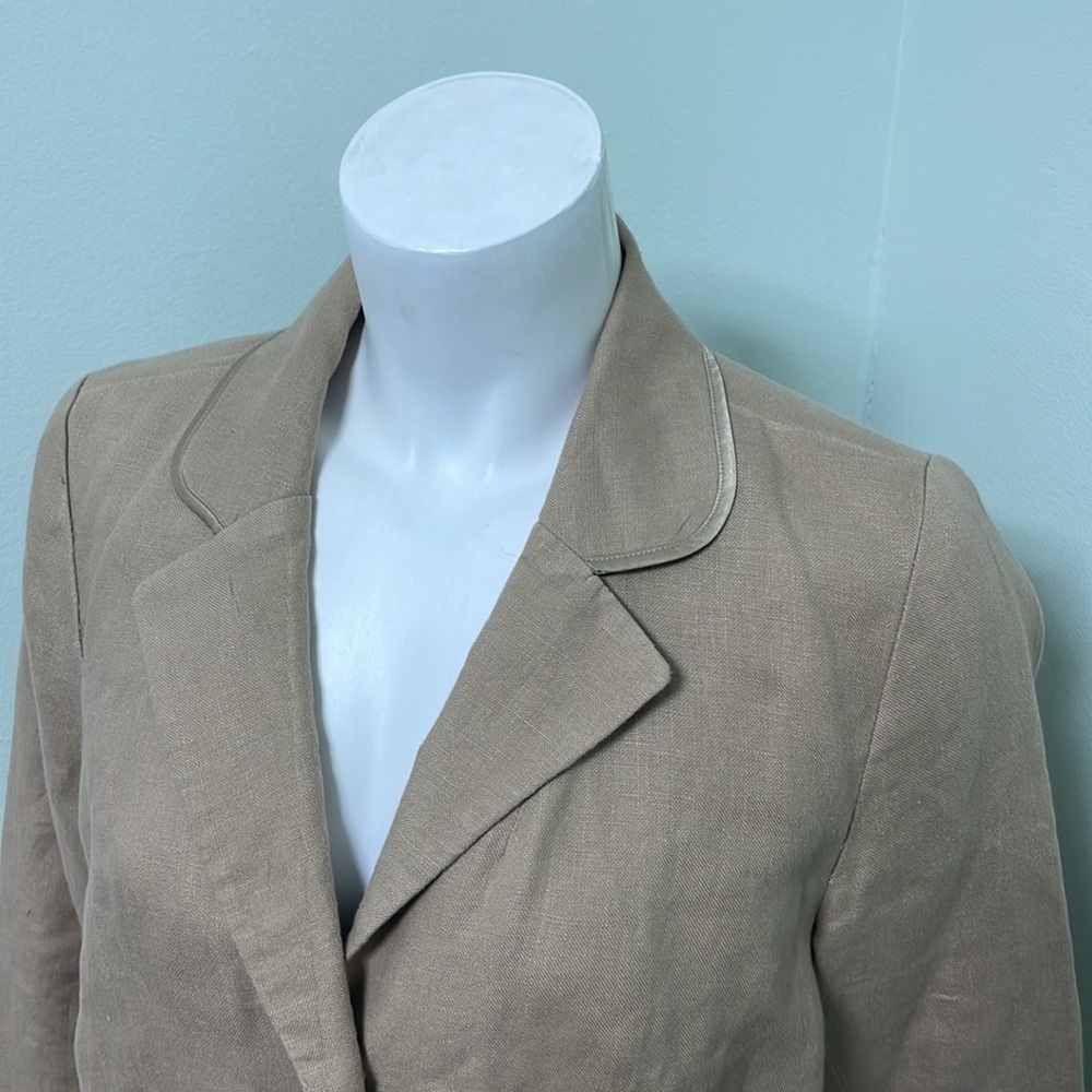 Tan Linen Blazer - Picture 3 of 10